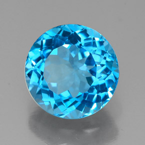 Topázio azul natural 2,36ct, corte redondo, VVS