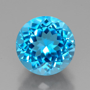 Topázio azul natural 2,45ct, corte redondo, VVS