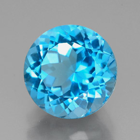 Topázio azul natural 2,45ct, corte redondo, VVS