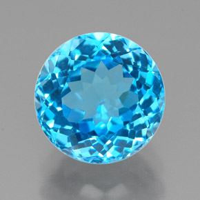 Topázio azul natural 2,48ct, corte redondo, VVS