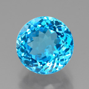 Topázio azul natural 2,48ct, corte redondo, VVS