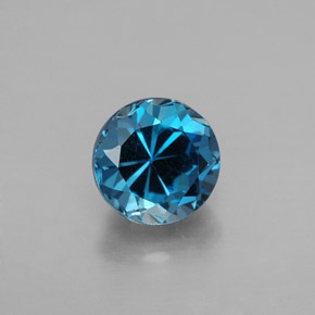 Topázio azul natural 2,00ct, corte redondo, VVS