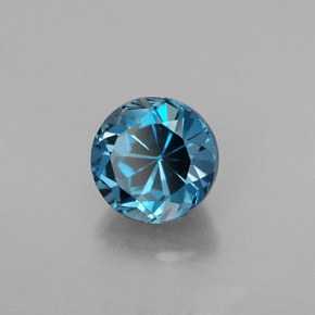Topázio azul natural 2,00ct, corte redondo, VVS
