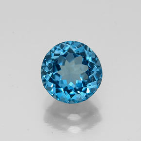 Topázio azul natural 1,70ct, corte redondo, VS