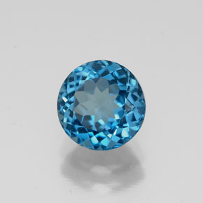 Topázio azul natural 1,70ct, corte redondo, VS