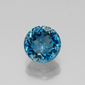 Topázio azul natural 1,89ct, corte redondo, VVS