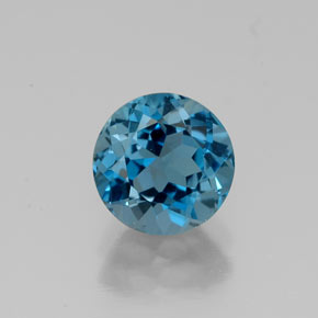 Topázio azul natural 1,73ct, corte redondo, VVS