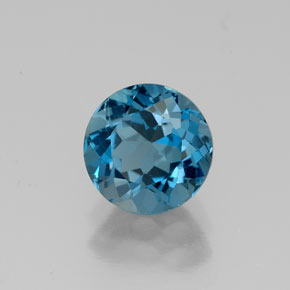 Topázio azul natural 1,73ct, corte redondo, VVS