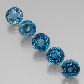 Pedras preciosas de topázio azul natural de  ct, corte redondo, VVS-VS