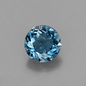 Topázio azul natural 1,12ct, corte redondo, VVS-VS