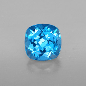 Topázio azul natural 1,92ct, almofada cortada, VS