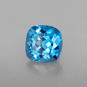 Topázio azul natural 1,92ct, almofada cortada, VS
