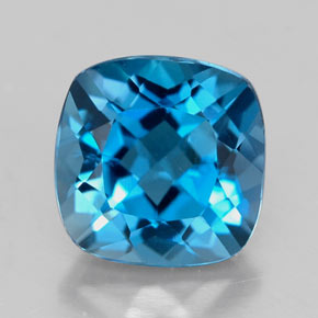 Topázio azul natural 2,63ct, almofada cortada, VVS-VS