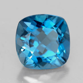 Topázio azul natural 2,63ct, almofada cortada, VVS-VS