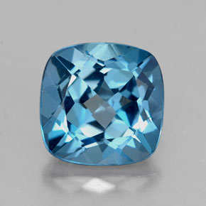 Topázio azul natural 2,71ct, almofada cortada, VVS