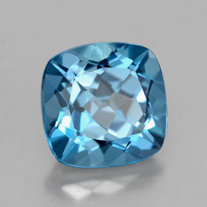 Topázio azul natural 2,71ct, almofada cortada, VVS