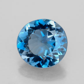 Topázio azul natural 2,56ct, corte redondo, VVS