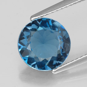 Topázio azul natural 2,79ct, corte redondo, VVS