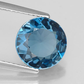 Topázio azul natural 2,79ct, corte redondo, VVS
