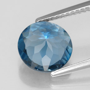 Topázio azul natural 2,79ct, corte redondo, VVS