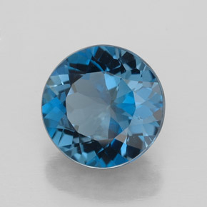 Topázio azul natural 2,87ct, corte redondo, VVS