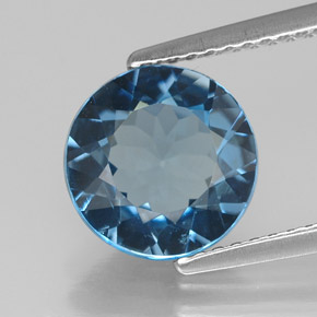 Topázio azul natural 2,80ct, corte redondo, VS