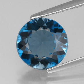 Topázio azul natural 2,61ct, corte redondo, VVS