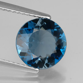 Topázio azul natural 2,61ct, corte redondo, VVS