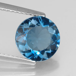 Topázio azul natural 2,54ct, corte redondo, VVS