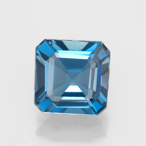 Topázio azul natural 1,78ct, corte esmeralda, VVS