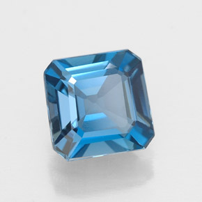 Topázio azul natural 1,78ct, corte esmeralda, VVS