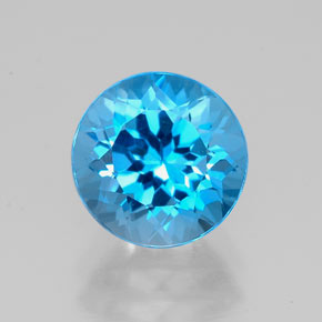 Topázio azul natural 2,44ct, corte redondo, VVS