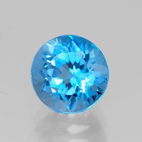 Topázio azul natural 2,44ct, corte redondo, VVS