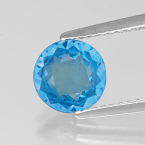Topázio azul natural 1,21ct, corte redondo, VVS
