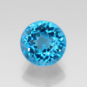 Topázio azul natural 2,38ct, corte redondo, VVS
