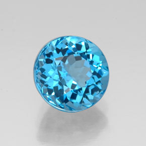 Topázio azul natural 2,38ct, corte redondo, VVS