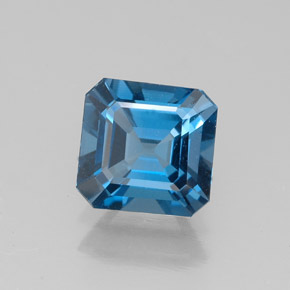 Topázio azul natural 1,61ct, corte esmeralda, VVS-VS