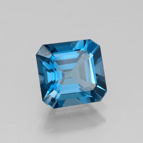 Topázio azul natural 1,61ct, corte esmeralda, VVS-VS