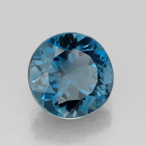 Topázio azul natural 2,86ct, corte redondo, VS