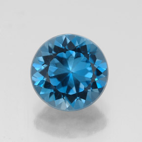 Topázio azul natural 2,36ct, corte redondo, VVS
