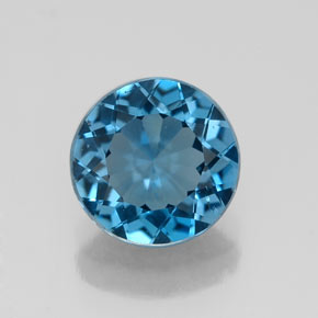 Topázio azul natural 2,18ct, corte redondo, VVS