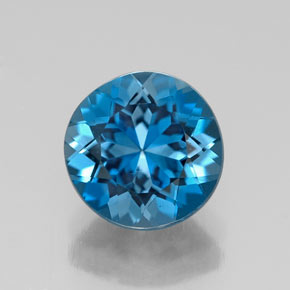 Topázio azul natural 2,40ct, corte redondo, VVS