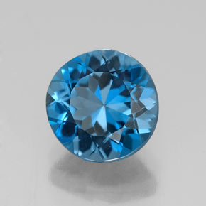 Topázio azul natural 2,40ct, corte redondo, VVS