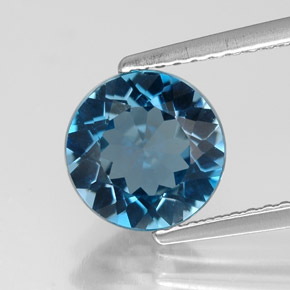 Topázio azul natural 2,12ct, corte redondo, VVS