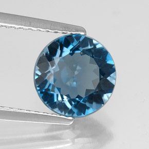 Topázio azul natural 2,12ct, corte redondo, VVS