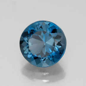 Topázio azul natural 2,41ct, corte redondo, VS