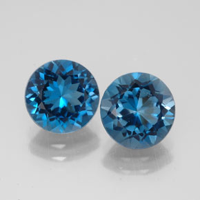 Pedras preciosas de topázio azul natural de  ct, corte redondo, VVS
