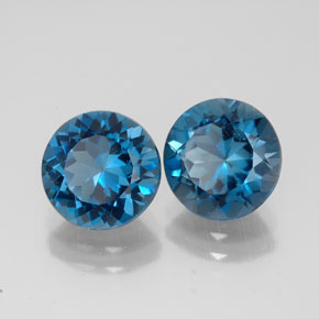 Pedras preciosas de topázio azul natural de  ct, corte redondo, VVS