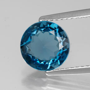 Topázio azul natural 1,98ct, corte redondo, VVS-VS