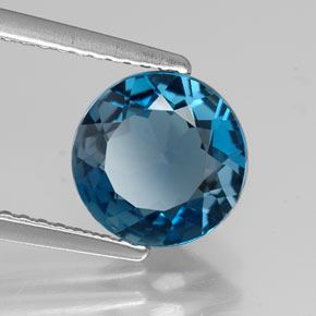 Topázio azul natural 1,98ct, corte redondo, VVS-VS